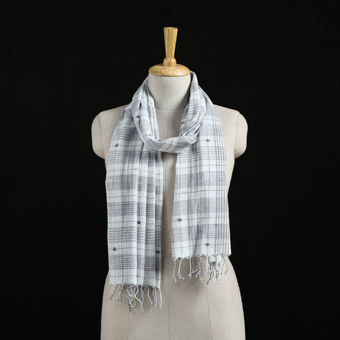 Burdwan Jamdani Handloom Cotton Stole with Tassels 05