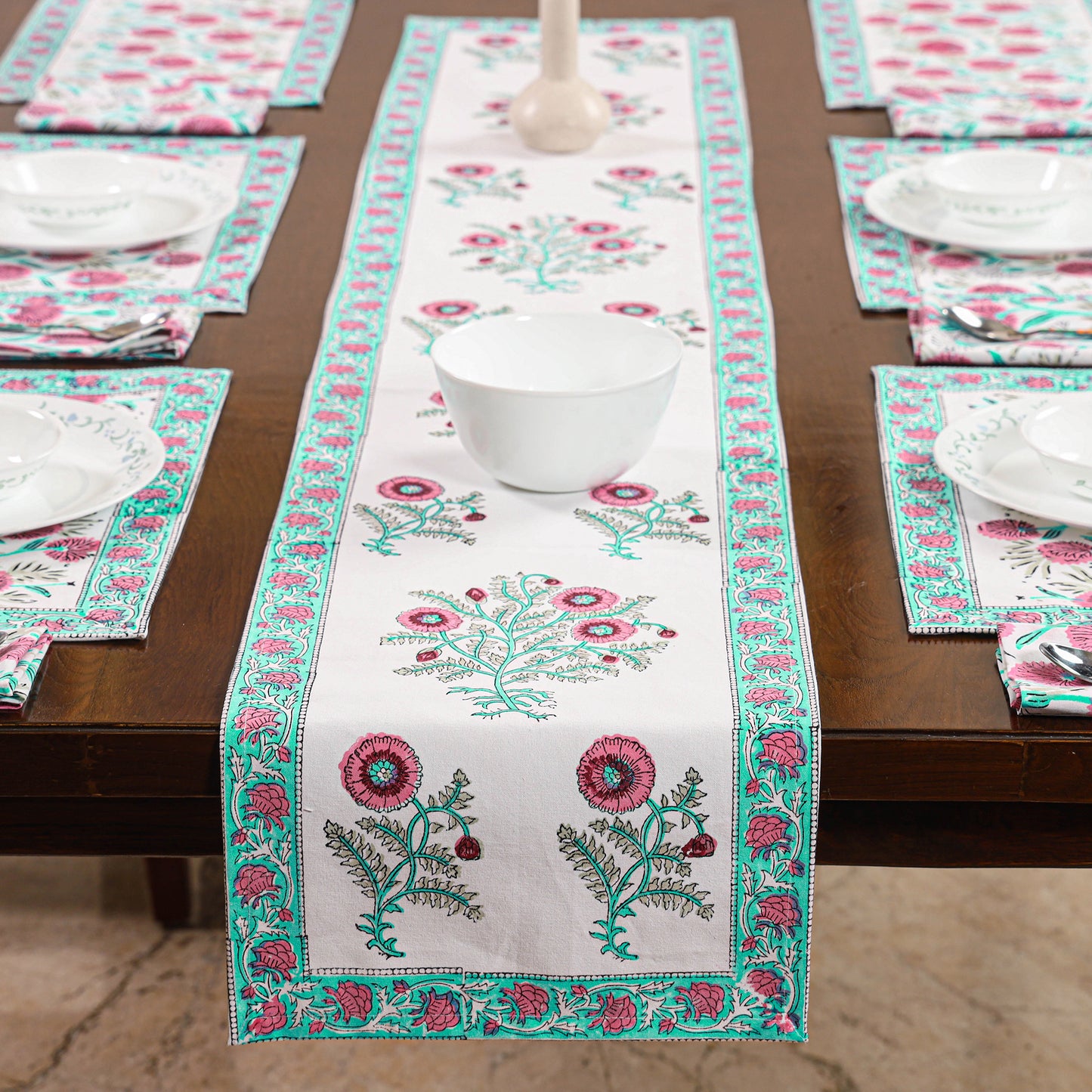 Block Printed Cotton Table Runner