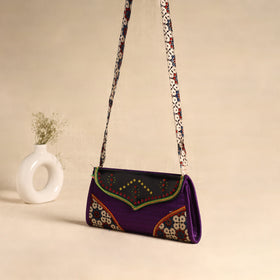 Traditional Kutch Patchwork Silk Leather Flap Sling Bag 44