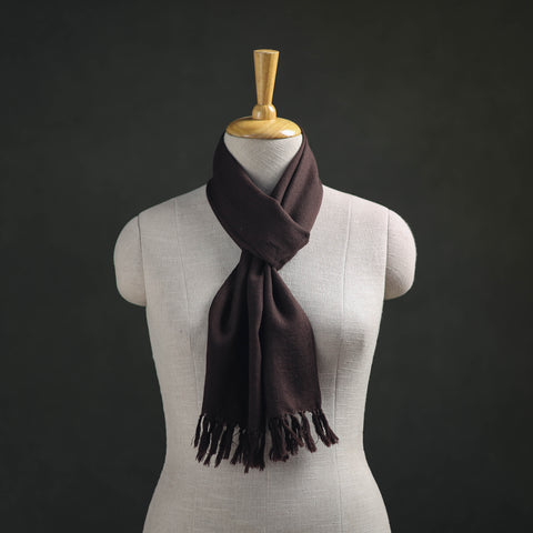 Brown - Kumaun Handwoven Pure Merino Wool Scarf 164
