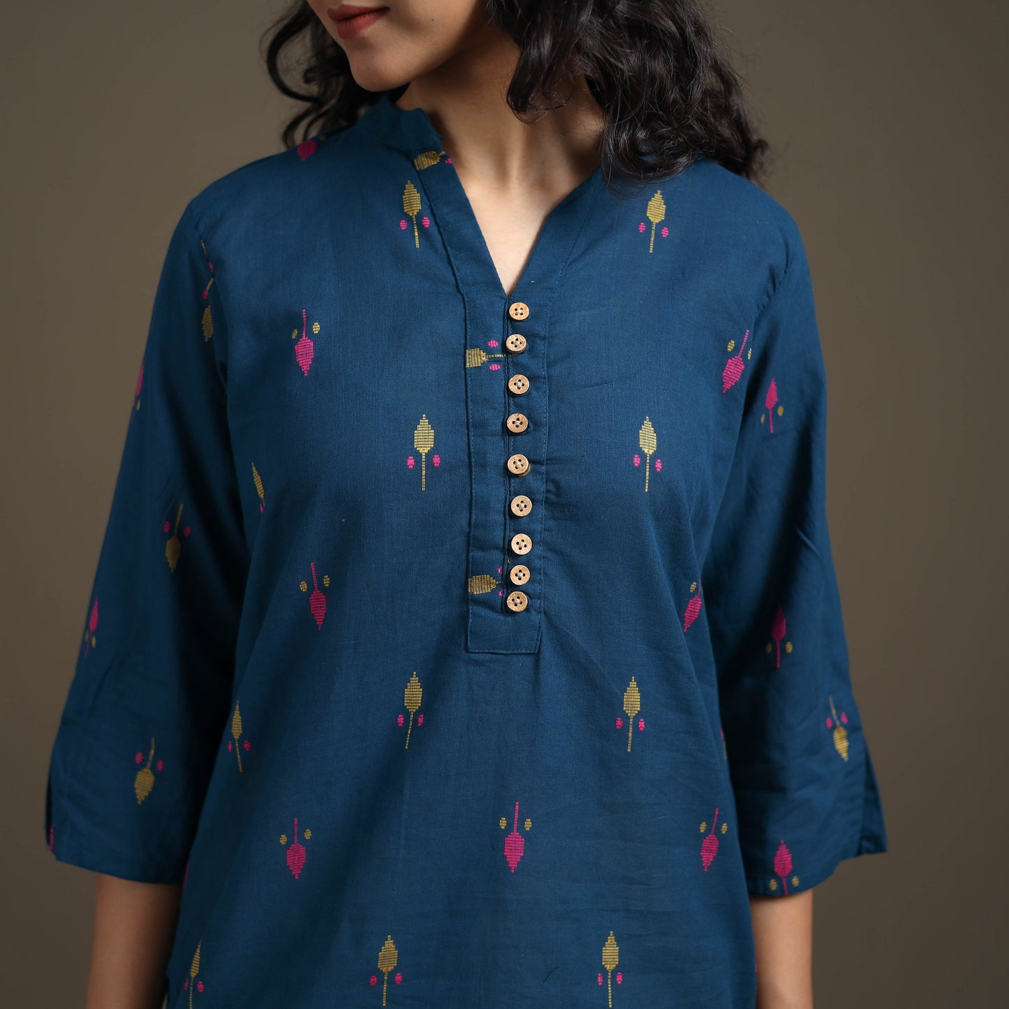 Jacquard Cotton Short Kurta for Women 14