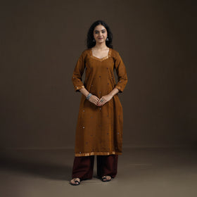 Mangalagiri Pure Handwoven Cotton Mirror Work Straight Kurta for women 04