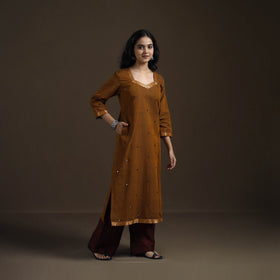 Mangalagiri Pure Handwoven Cotton Mirror Work Straight Kurta for women 04