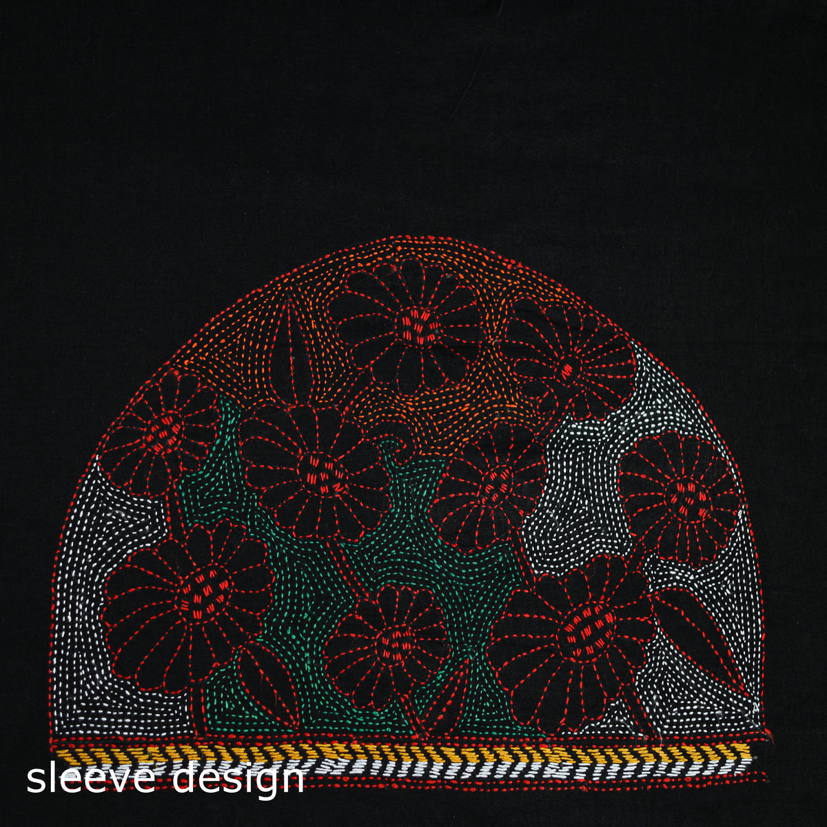 Bengal Kantha Hand Embroidered Cotton Blouse Piece 54