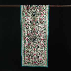 Beige - Ranihati Chanderi Silk Hand Embroidered Stole 16