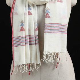 Burdwan Jamdani Handloom Cotton Stole with Tassels 06
