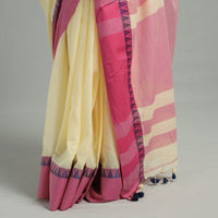 Yellow - Bengal Woven Border Handloom Pure Cotton Saree 31