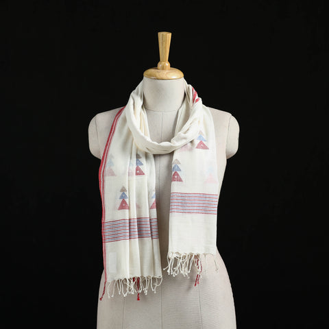 Burdwan Jamdani Handloom Cotton Stole with Tassels 06
