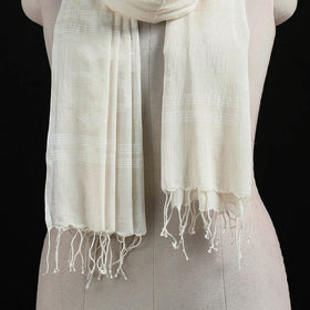 Burdwan Jamdani Handloom Cotton Stole with Tassels 07