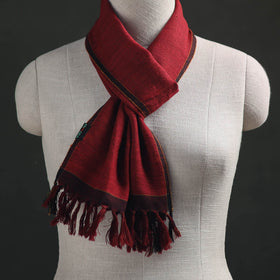 Red - Kumaun Handwoven Pure Merino Wool Scarf 167