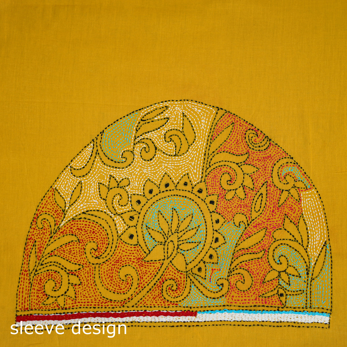 Bengal Kantha Hand Embroidered Cotton Blouse Piece 53