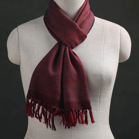 Maroon - Kumaun Handwoven Pure Merino Wool Scarf 169