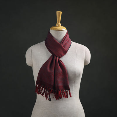 Maroon - Kumaun Handwoven Pure Merino Wool Scarf 169