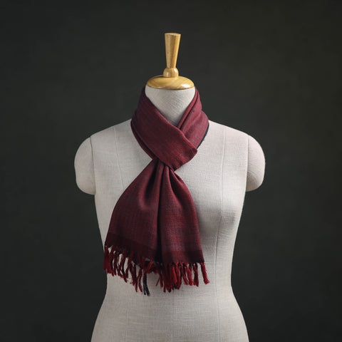 Maroon - Kumaun Handwoven Pure Merino Wool Scarf 169