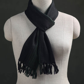 Black - Kumaun Handwoven Pure Merino Wool Scarf 171