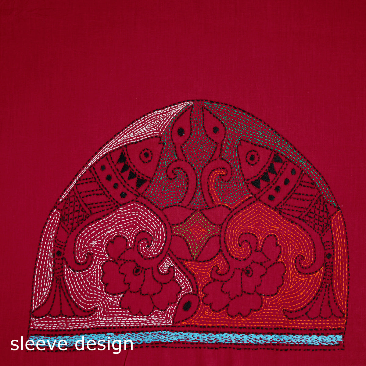Bengal Kantha Hand Embroidered Cotton Blouse Piece 52