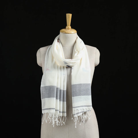 Burdwan Jamdani Handloom Cotton Stole with Tassels 09