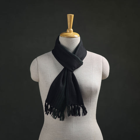 Black - Kumaun Handwoven Pure Merino Wool Scarf 171