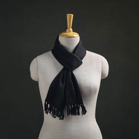 Black - Kumaun Handwoven Pure Merino Wool Scarf 171