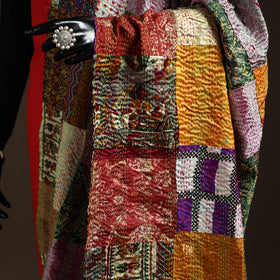 Multicolor - Bengal Hand Embroidery Patchwork Reversible Silk Kantha Dupatta 36