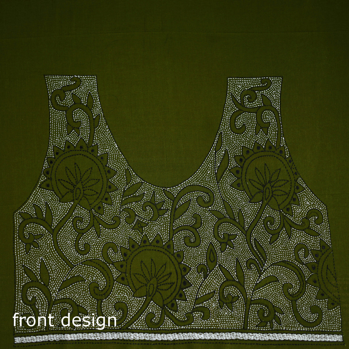 Bengal Kantha Hand Embroidered Cotton Blouse Piece 51