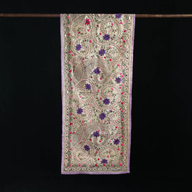 Beige - Ranihati Chanderi Silk Hand Embroidered Stole 10