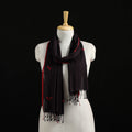Black - Burdwan Jamdani Handloom Cotton Stole with Tassels 11