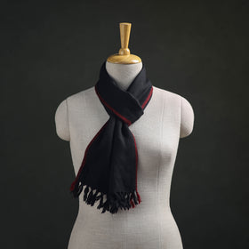 Black - Kumaun Handwoven Pure Merino Wool Scarf 170