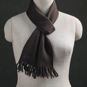 Brown - Kumaun Handwoven Pure Merino Wool Scarf 173