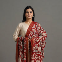 Srikalahasti Handpainted Cotton Pen Kalamkari Dupatta 11