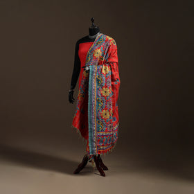 Multicolor - Bengal Hand Embroidery Patchwork Reversible Silk Kantha Dupatta 36