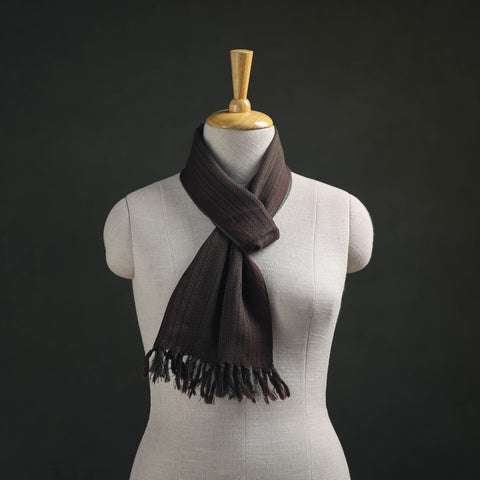Brown - Kumaun Handwoven Pure Merino Wool Scarf 173
