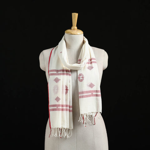 Burdwan Jamdani Handloom Cotton Stole with Tassels 12