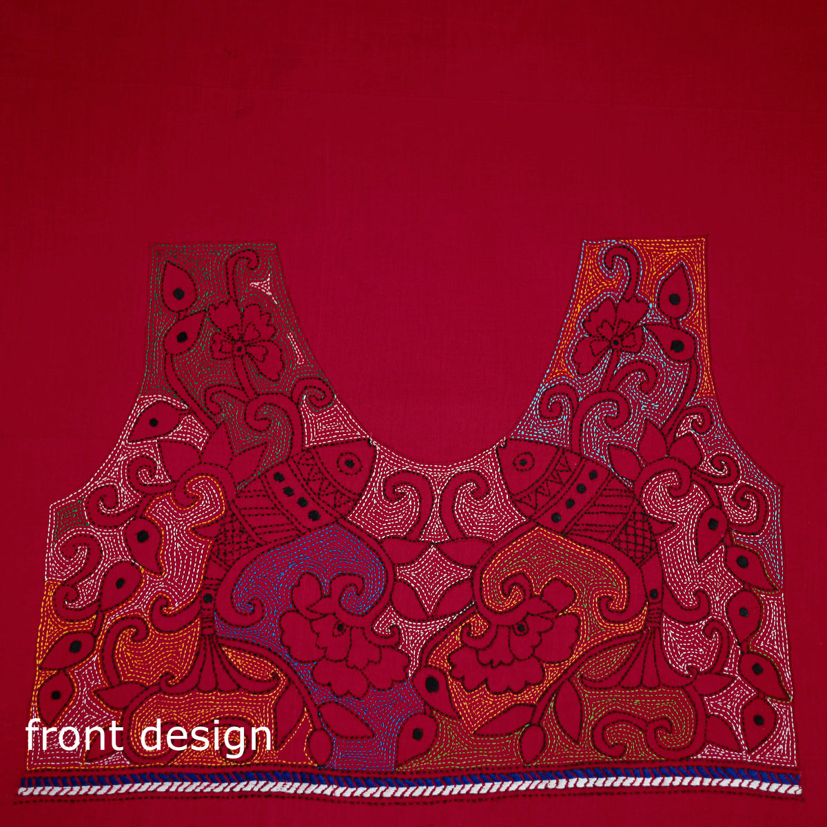 Bengal Kantha Hand Embroidered Cotton Blouse Piece 50