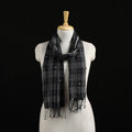 Black - Burdwan Jamdani Handloom Cotton Stole with Tassels 13