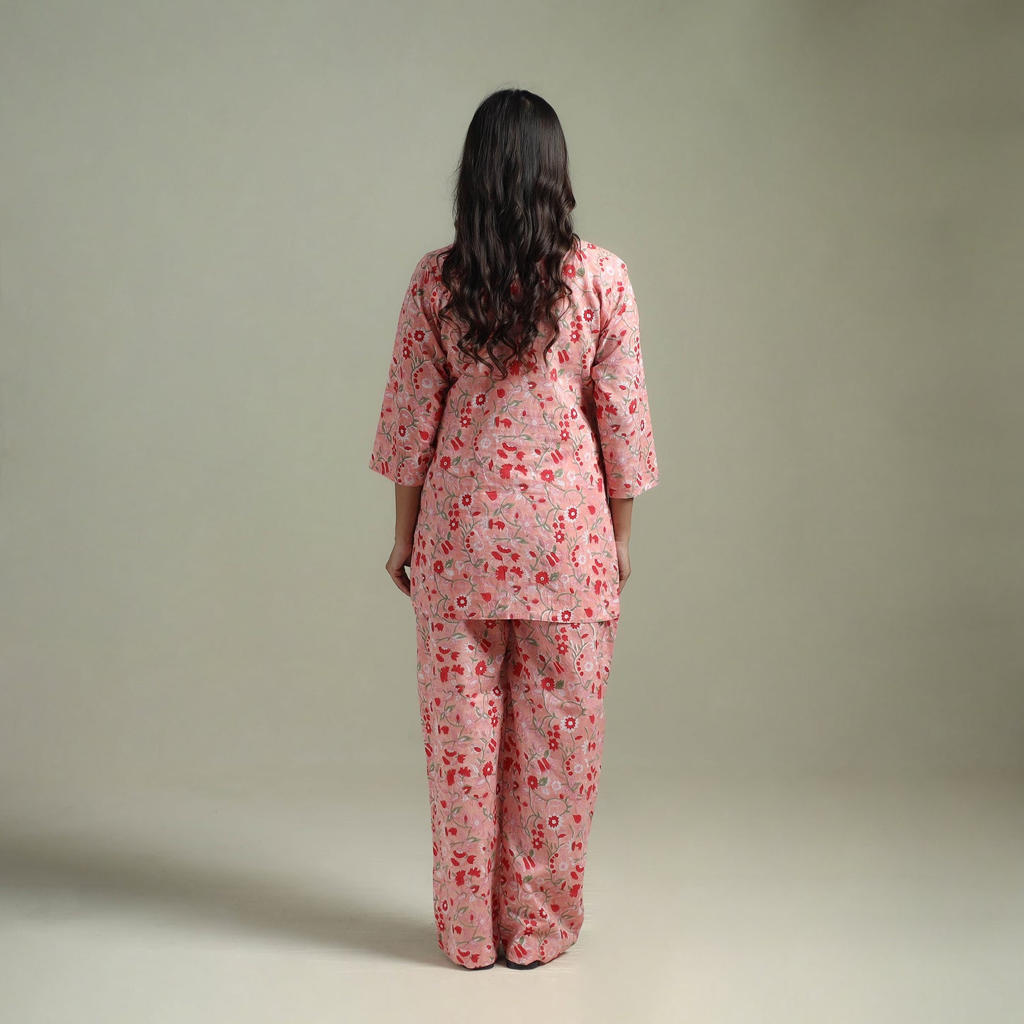 Sanganeri Floral Printed Cotton Night Suit for Women 10