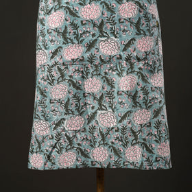 Blue - sanganeri cotton apron with pocket 01 - handcrafted