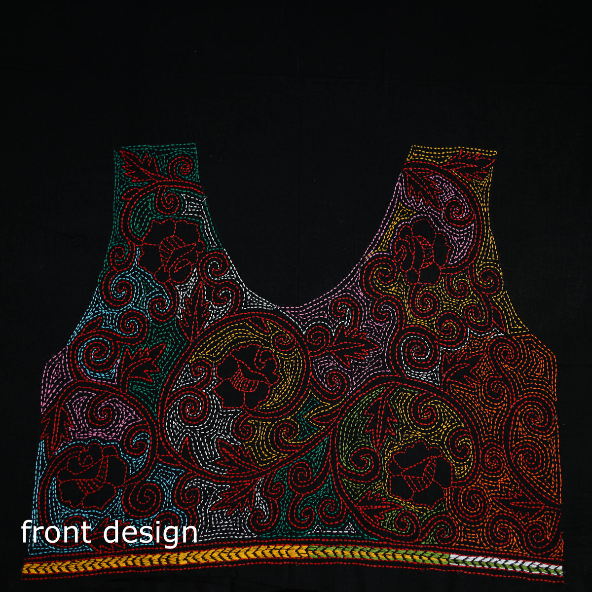Bengal Kantha Hand Embroidered Cotton Blouse Piece 49