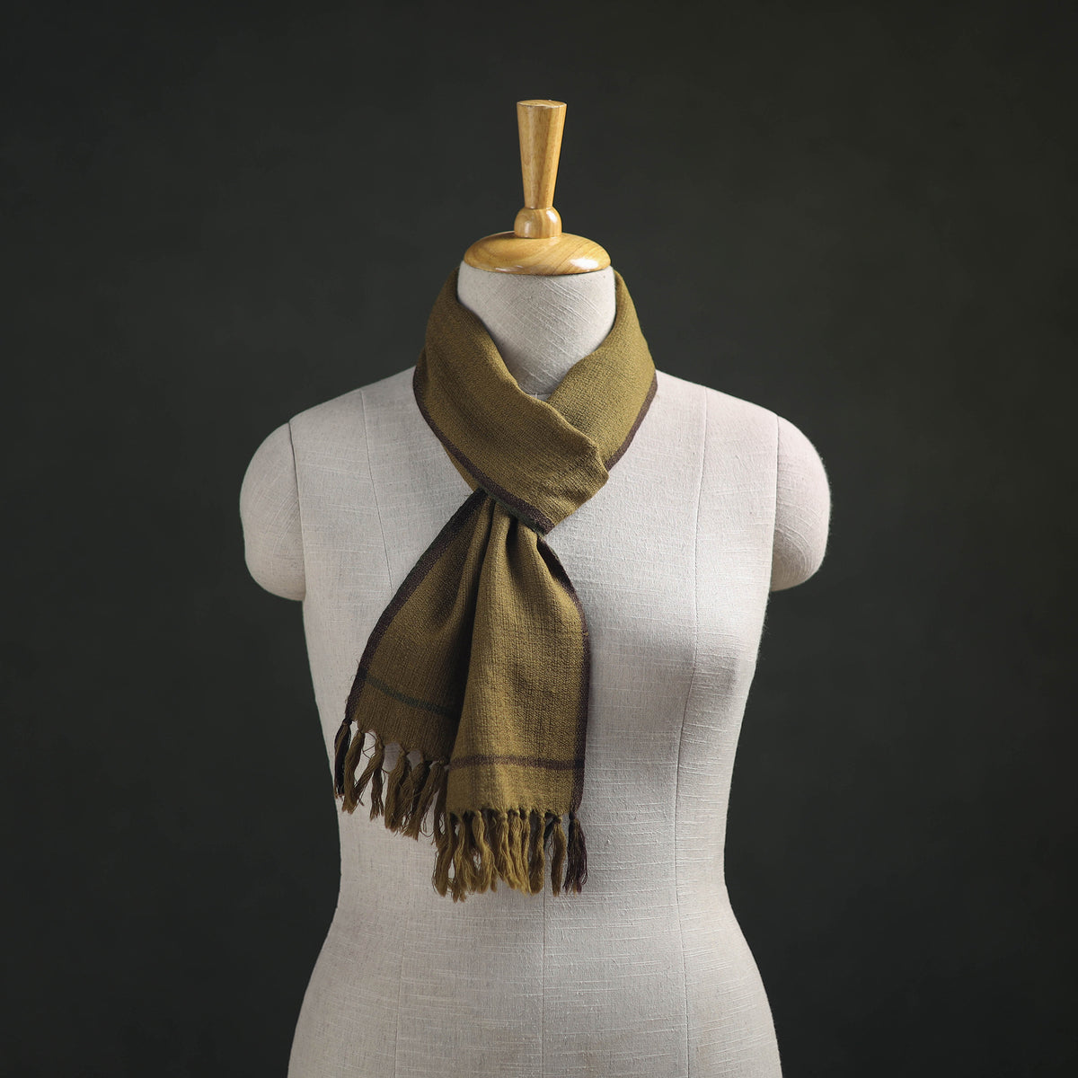 Green - Kumaun Handwoven Pure Merino Wool Scarf 176