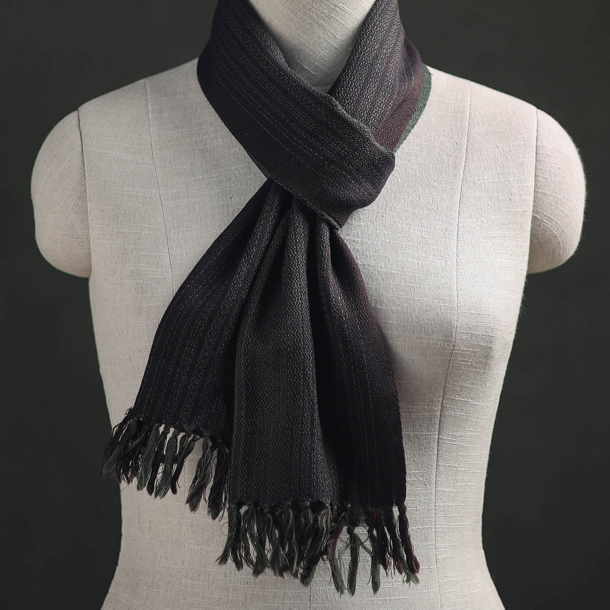 Green - Kumaun Handwoven Pure Merino Wool Scarf 178