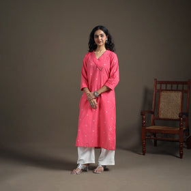 Jacquard Cotton Straight Long Kurta for Women 20