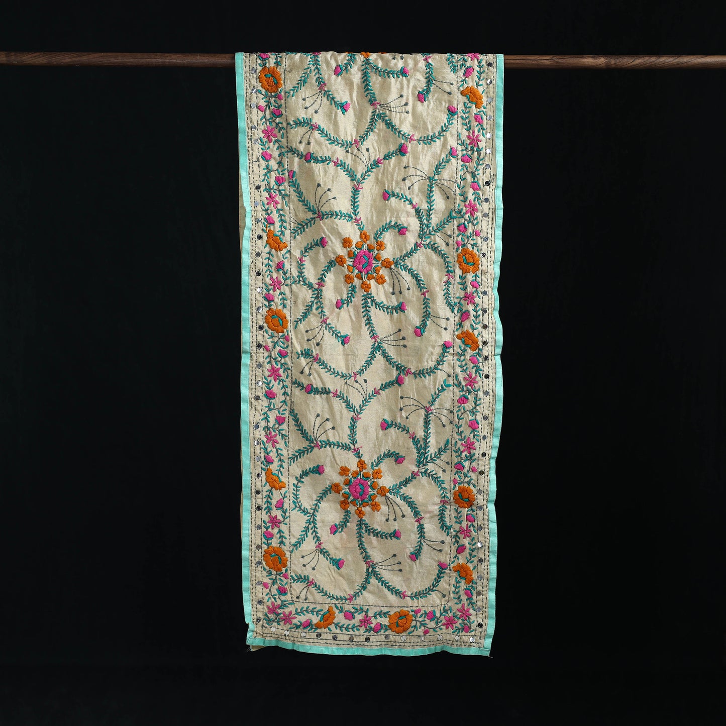Ranihati Chanderi Silk Hand Embroidered Stole 03