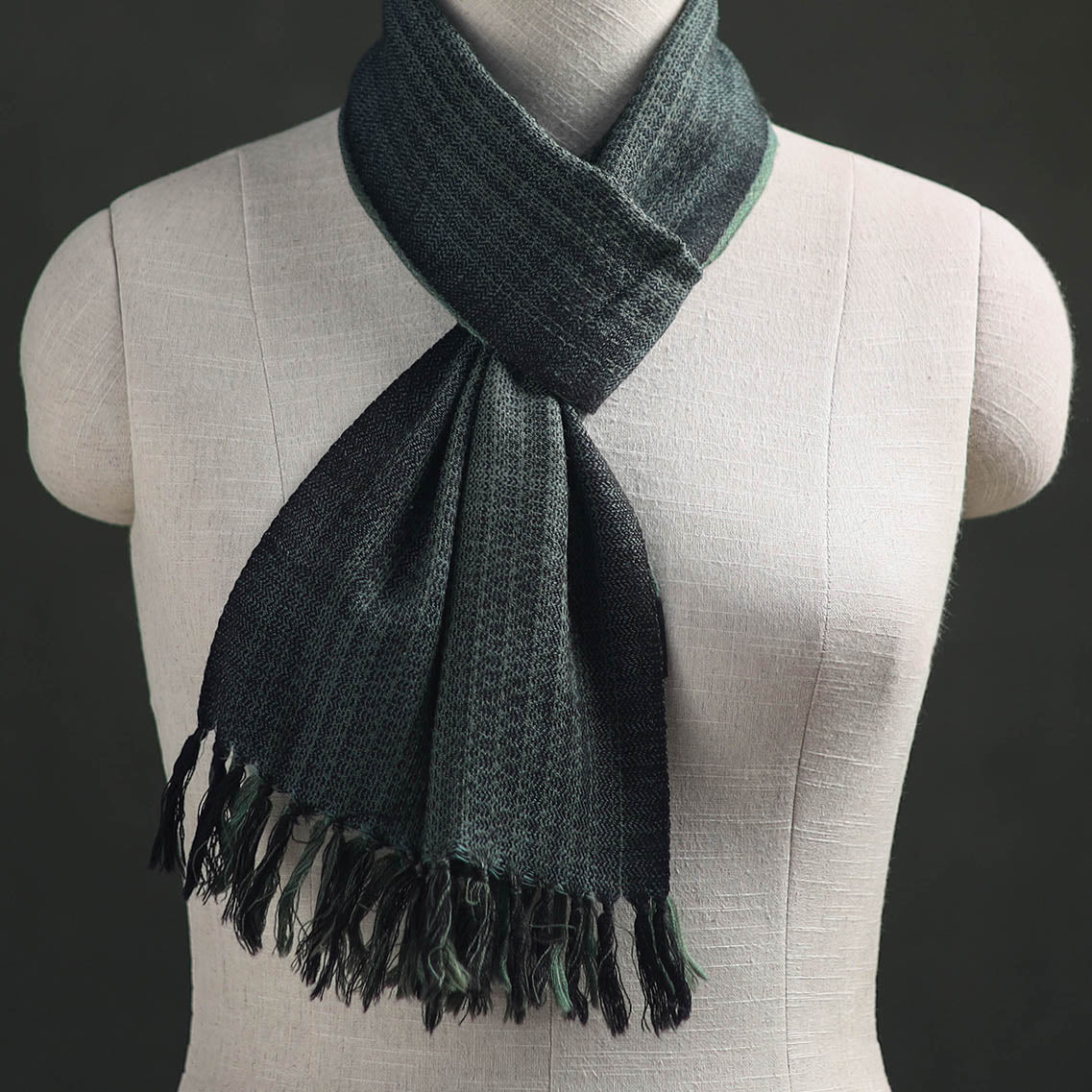 Green - Kumaun Handwoven Pure Merino Wool Scarf 179