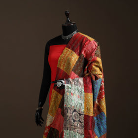 Multicolor - Bengal Hand Embroidery Patchwork Reversible Silk Kantha Dupatta 38