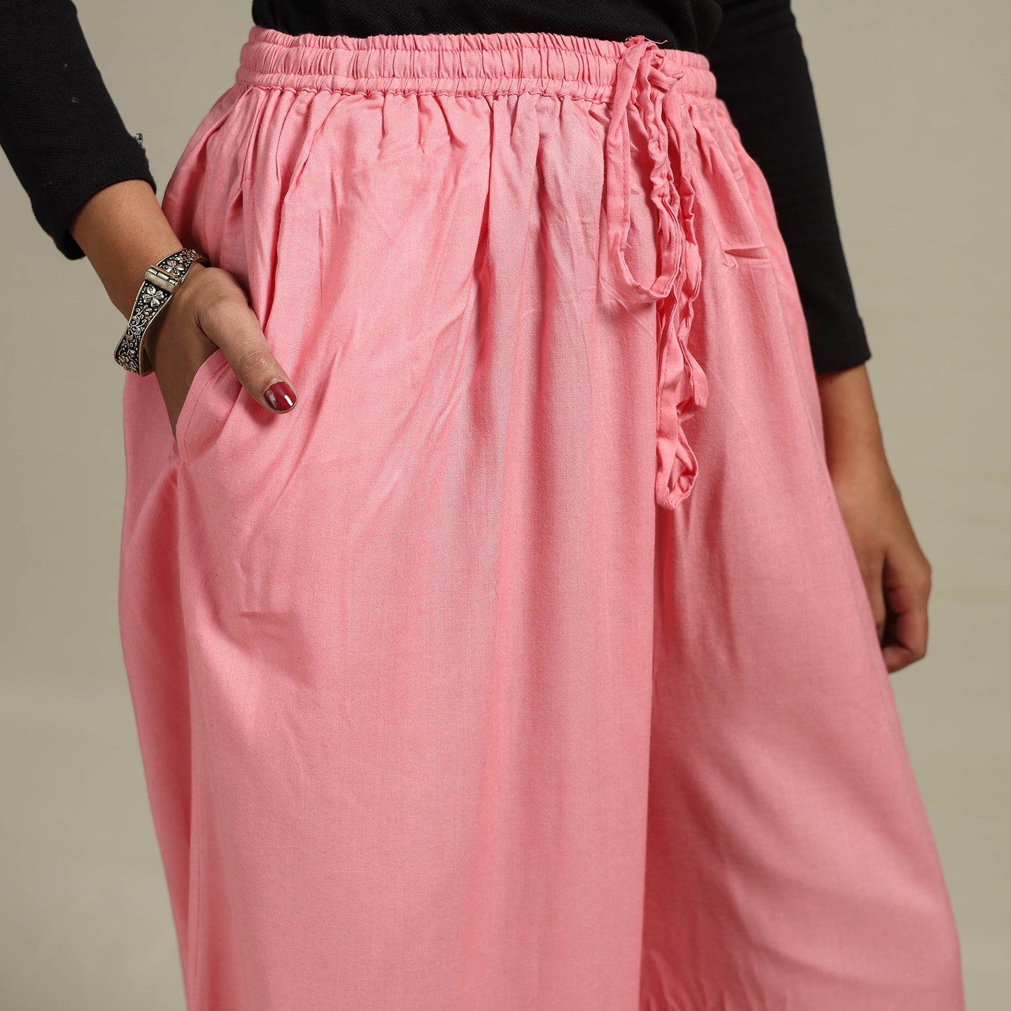 Elastic Waist Rayon Plain Palazzo for Women 36