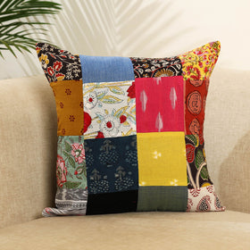 Multicolor - handcrafted cotton patchwork cushion cover 65