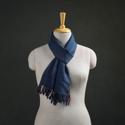 Blue - Kumaun Handwoven Pure Merino Wool Scarf 180