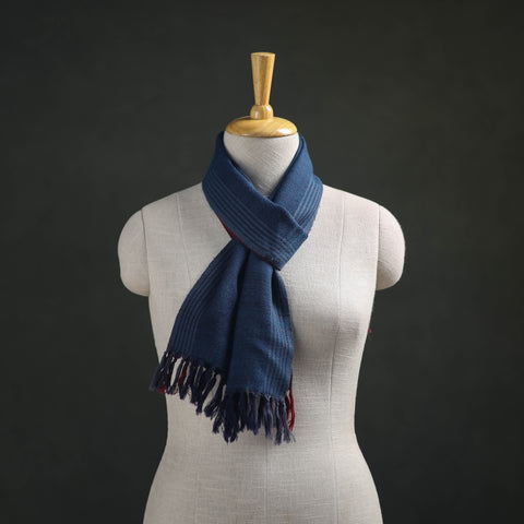 Blue - Kumaun Handwoven Pure Merino Wool Scarf 180