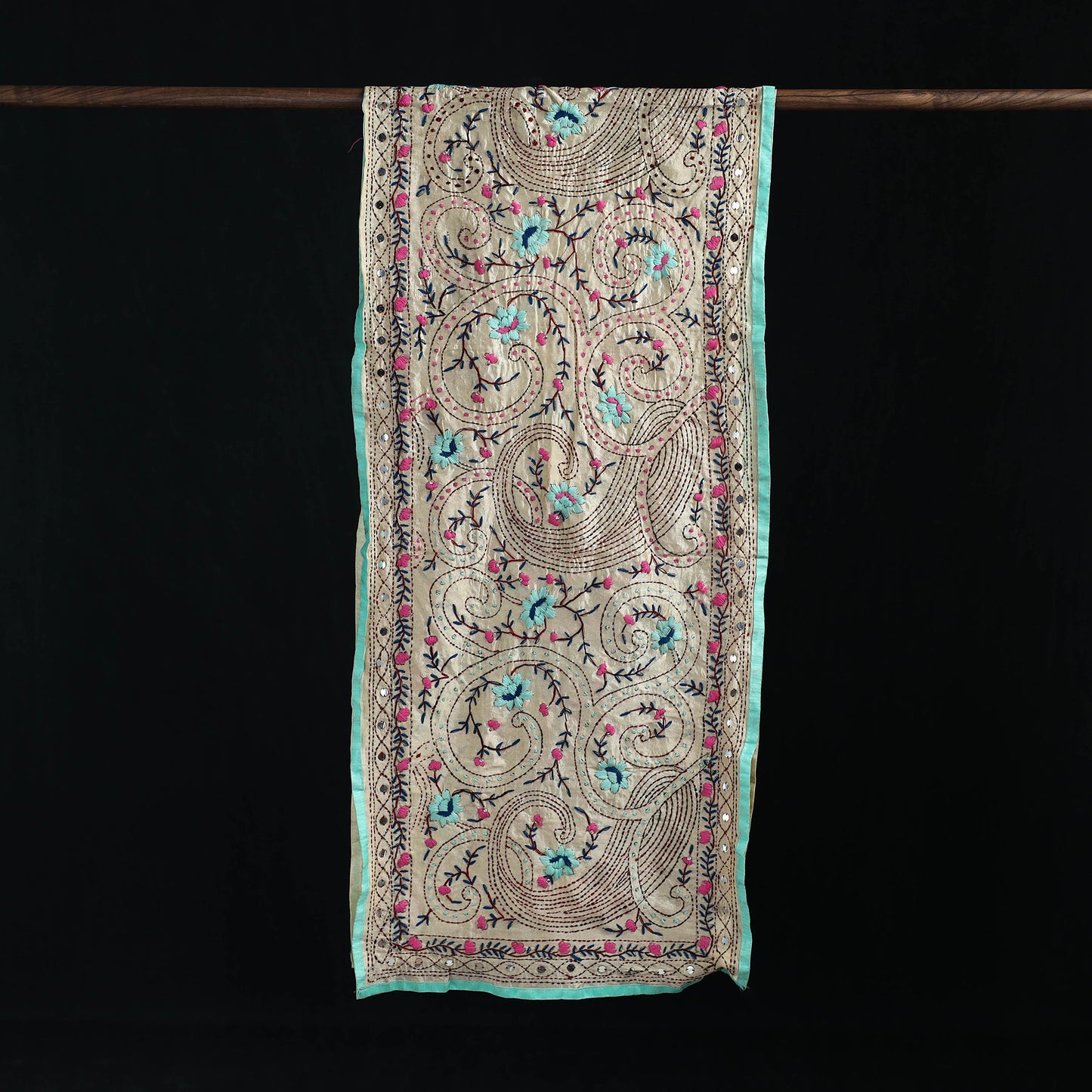 Ranihati Chanderi Silk Hand Embroidered Stole 01