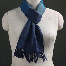 Blue - Kumaun Handwoven Pure Merino Wool Scarf 181